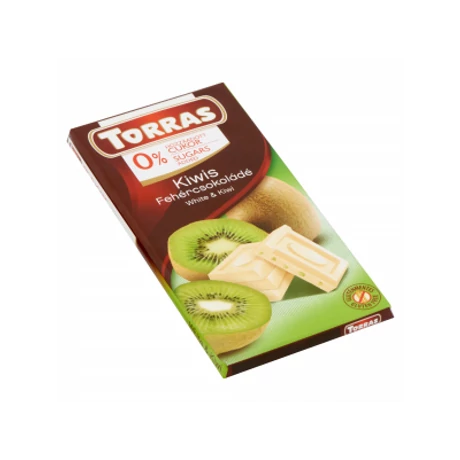 Torras  glutén-és cukormentes KIWIS fehércsokoládé 75g