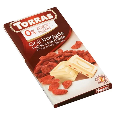 Torras  glutén-és cukormentes GOJI BOGYÓS fehércsokoládé 75g