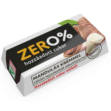 Szerencsi zero mandula ízű krémmel töltött tejcsokoládé édesítőszerrel 21g (Sz)