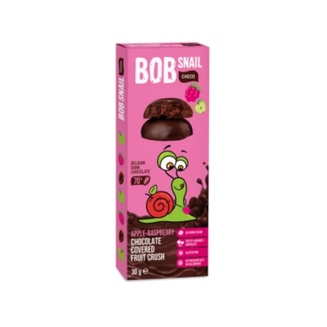 BOB SNAIL gyümölcs SNACK étcsokoládé alma-málna 30g
