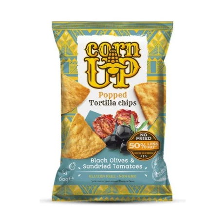 Corn Up tortilla chips fekete olívabogyó és paradicsom ízű 60g